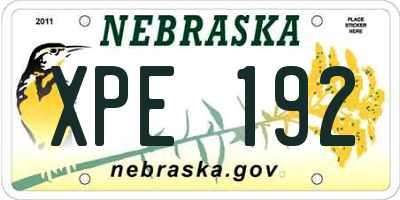 NE license plate XPE192