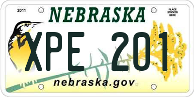 NE license plate XPE201