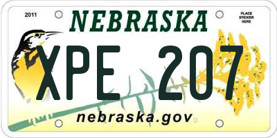 NE license plate XPE207