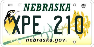 NE license plate XPE210