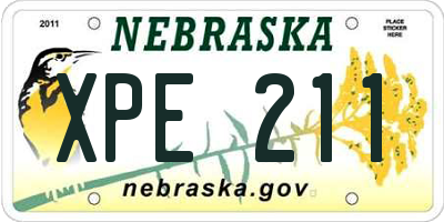 NE license plate XPE211