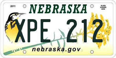 NE license plate XPE212