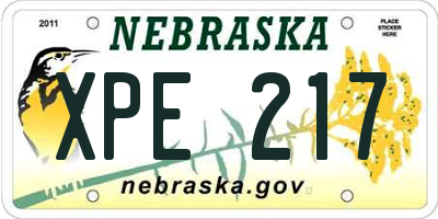 NE license plate XPE217