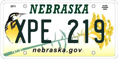 NE license plate XPE219