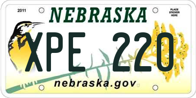 NE license plate XPE220