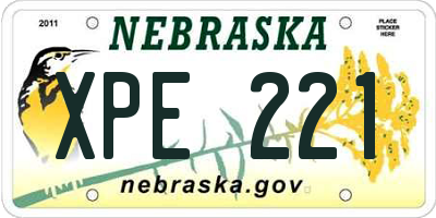 NE license plate XPE221