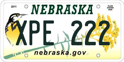 NE license plate XPE222