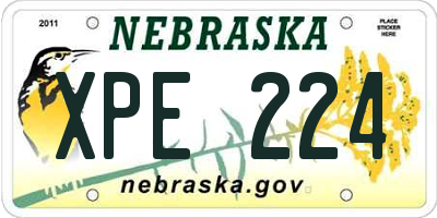 NE license plate XPE224