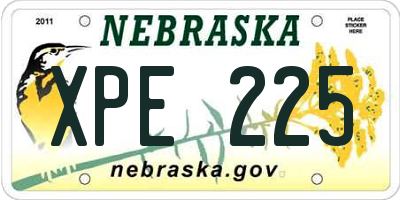 NE license plate XPE225