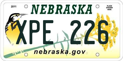 NE license plate XPE226
