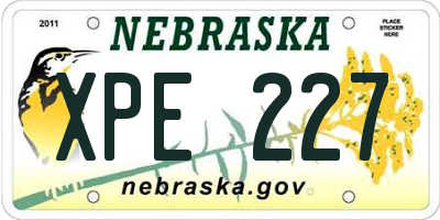 NE license plate XPE227
