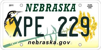 NE license plate XPE229