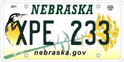 NE license plate XPE233