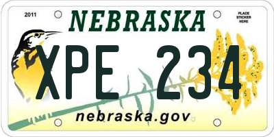 NE license plate XPE234