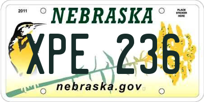 NE license plate XPE236