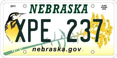 NE license plate XPE237