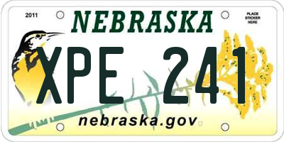 NE license plate XPE241