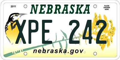 NE license plate XPE242