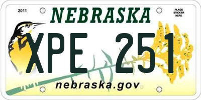NE license plate XPE251