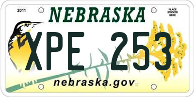 NE license plate XPE253
