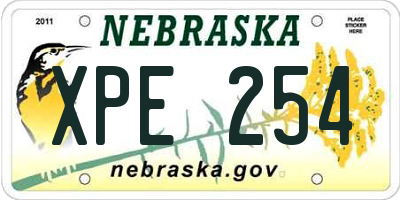 NE license plate XPE254