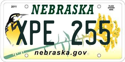NE license plate XPE255