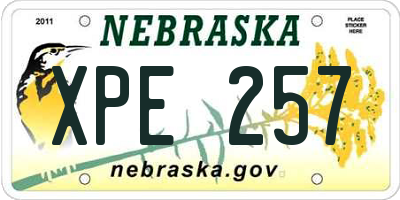 NE license plate XPE257