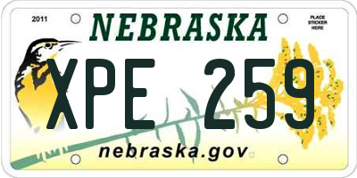 NE license plate XPE259