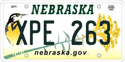 NE license plate XPE263