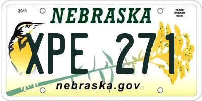 NE license plate XPE271
