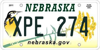 NE license plate XPE274