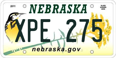NE license plate XPE275