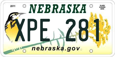 NE license plate XPE281