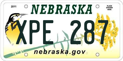 NE license plate XPE287