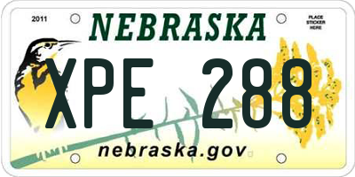 NE license plate XPE288