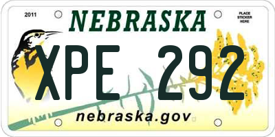 NE license plate XPE292