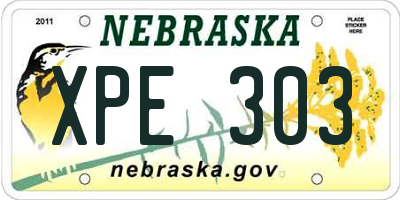 NE license plate XPE303