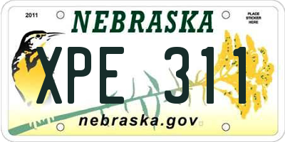 NE license plate XPE311