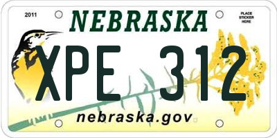 NE license plate XPE312