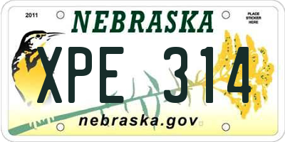 NE license plate XPE314