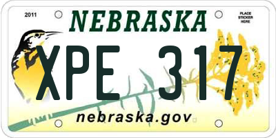 NE license plate XPE317