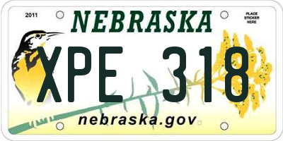NE license plate XPE318