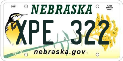 NE license plate XPE322