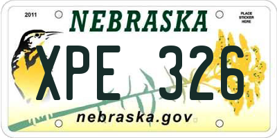 NE license plate XPE326