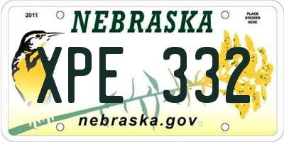 NE license plate XPE332