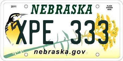 NE license plate XPE333