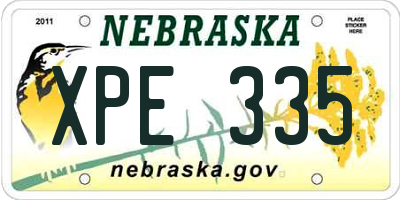 NE license plate XPE335