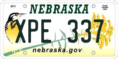 NE license plate XPE337