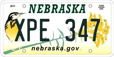 NE license plate XPE347
