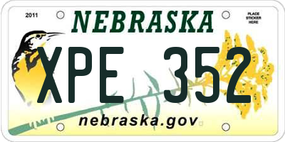 NE license plate XPE352